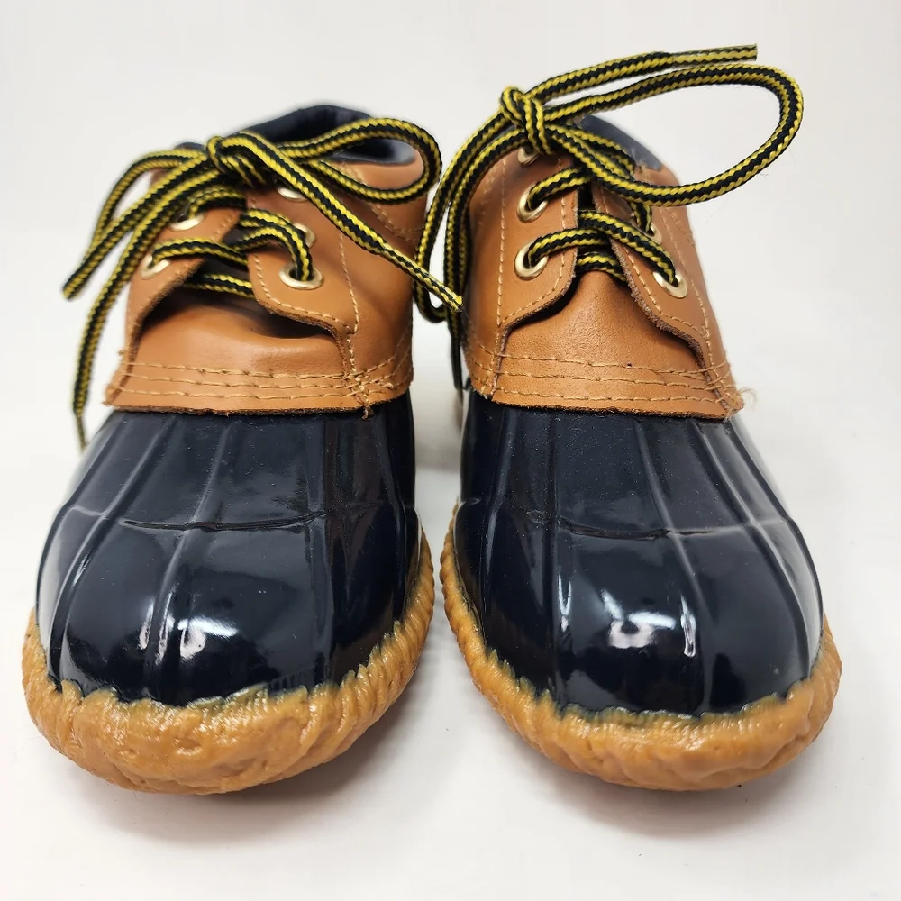 Sno Racer Duck‎ Boot ShoeSteel Shank Navy Brown Leather Low Women's 6M